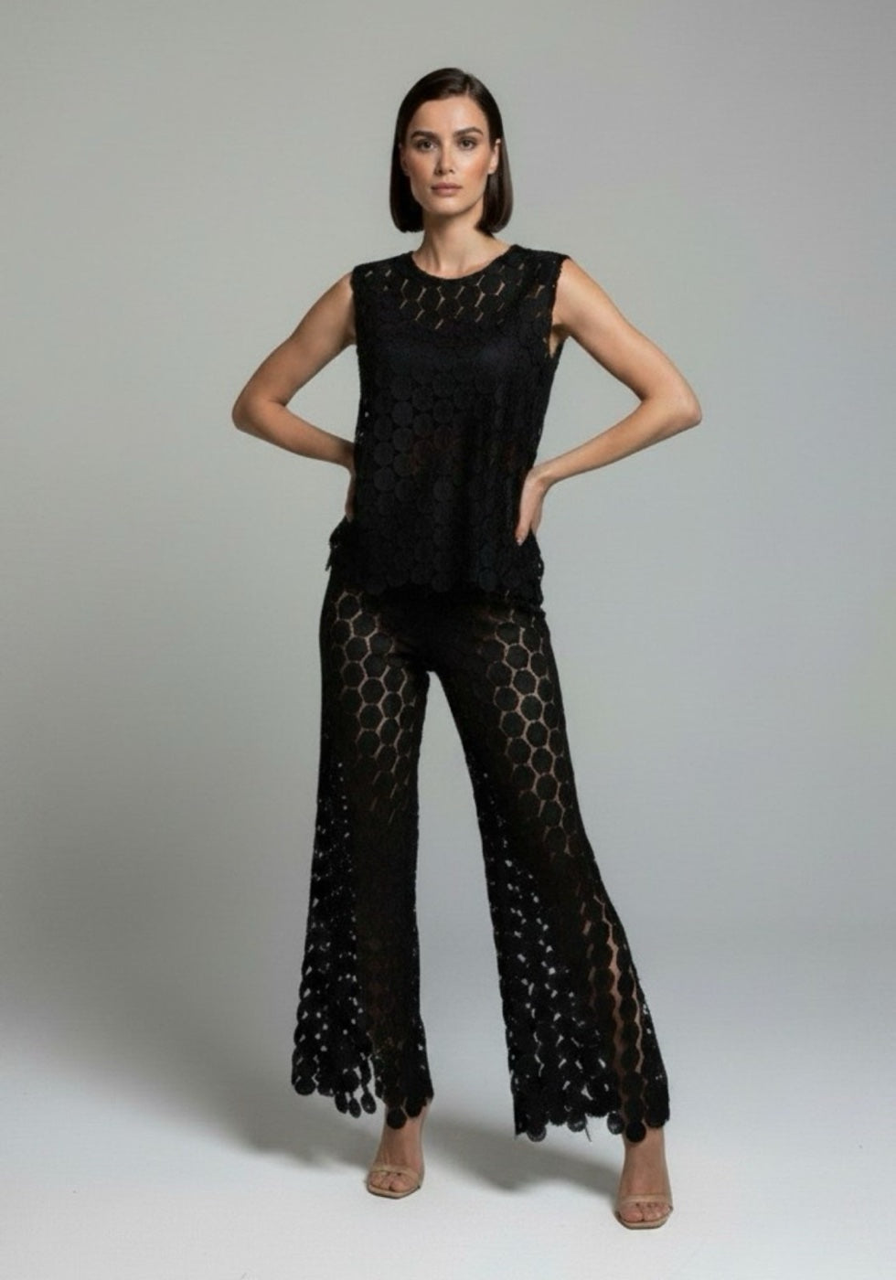 Circular Lace Co-ord Set - Black