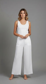 Textured Wide-Leg Culottes - White