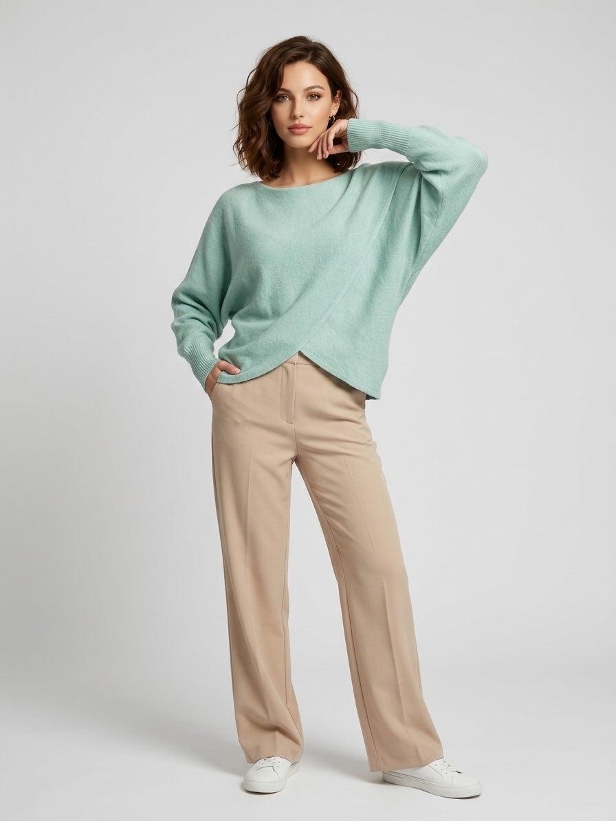 Crossover Knit Sweater - Mint