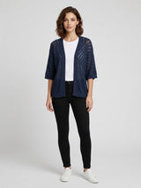 Open-Knit Relaxed Cardigan - Navy
