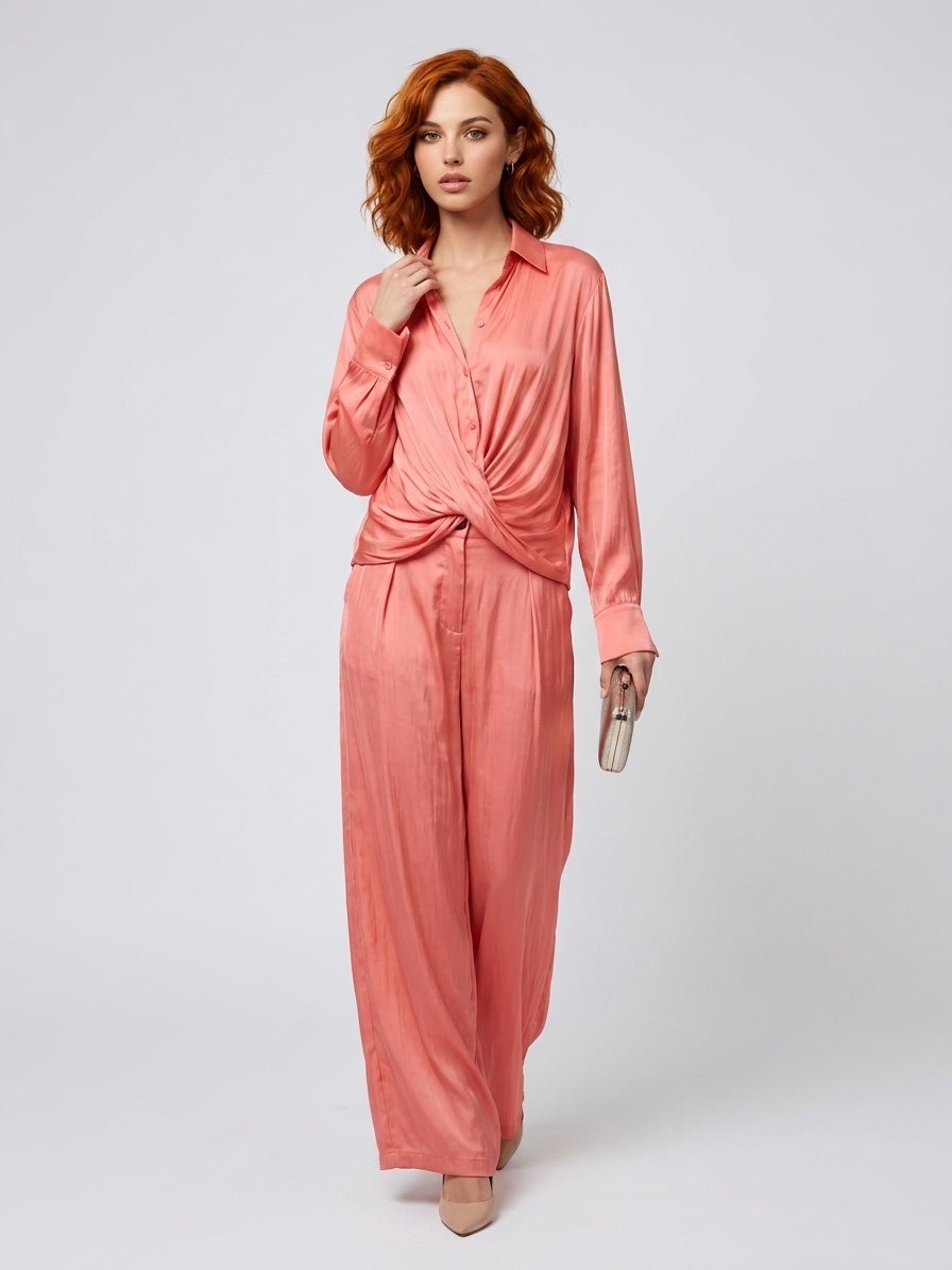 Layers wrap over Top  Co-ord - Coral