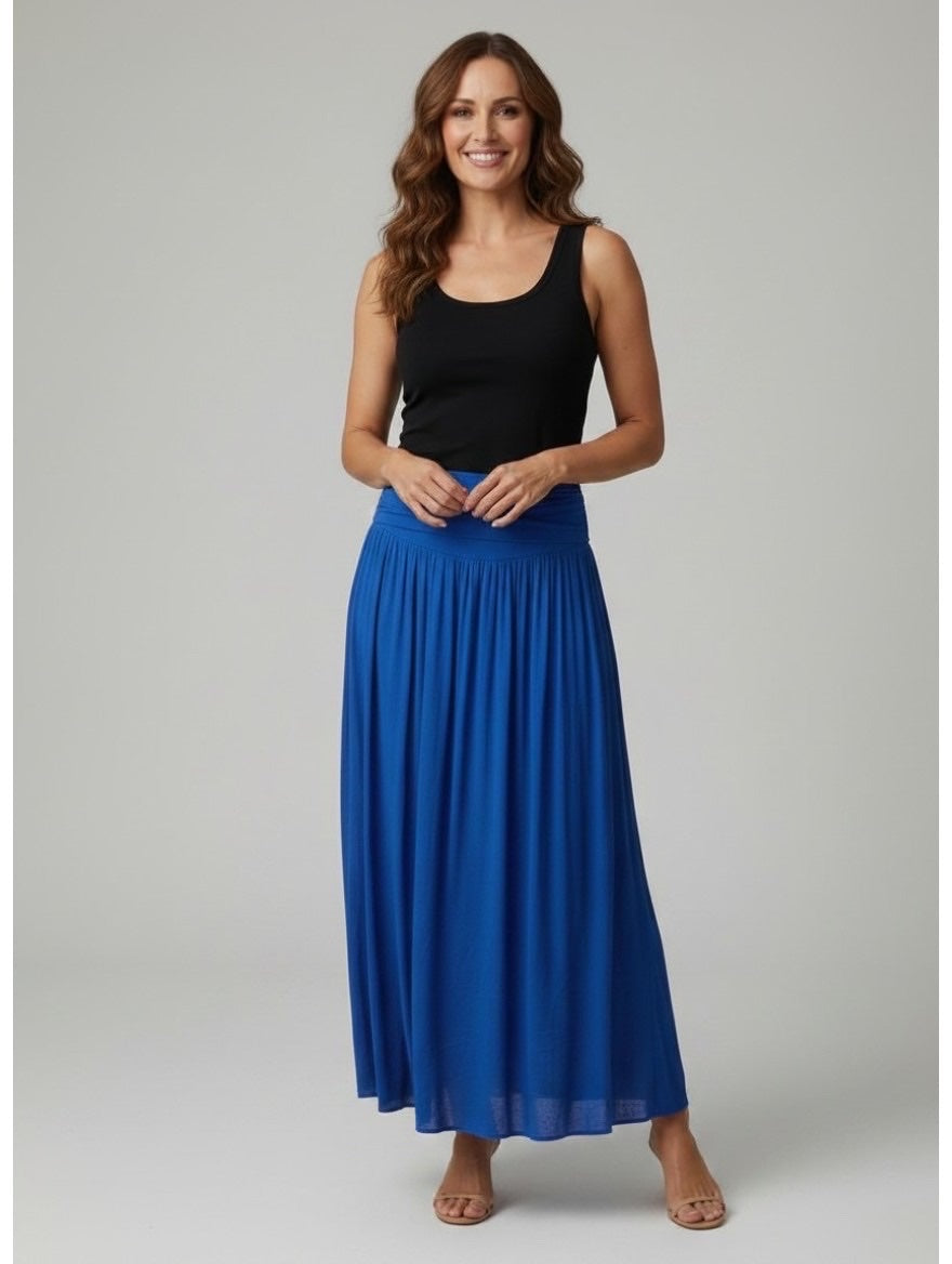 Smocked Waist Maxi Skirt - Royal