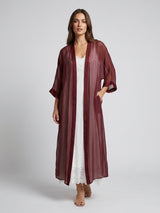 Maxi Sheer Silk Kimono Duster - Burgundy