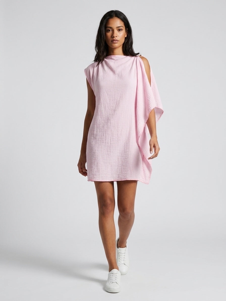 Asymmetric Draped Minidress - Pink