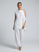 Asymmetric Draped Minidress - White