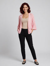 Open-Knit Relaxed Cardigan - Pink
