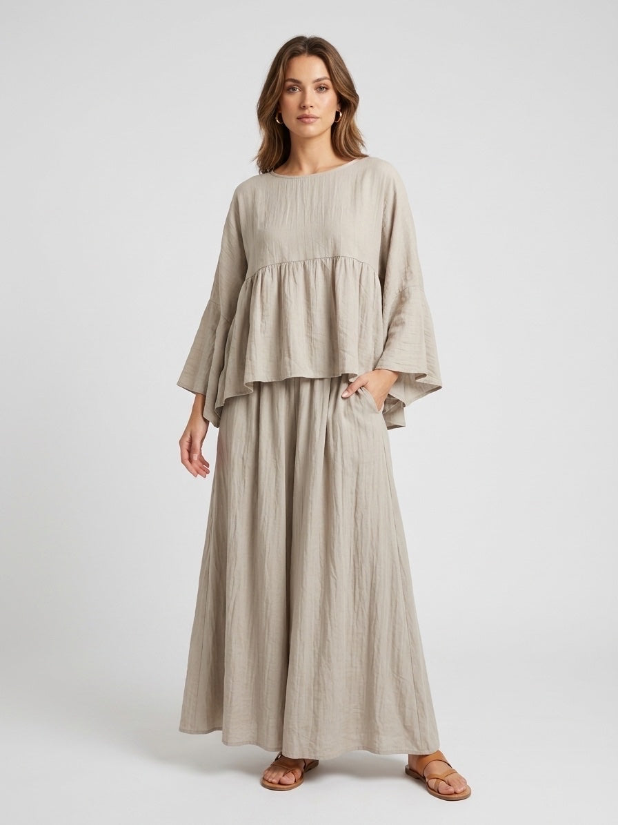 Tiered Bell Sleeve Set - Mocha