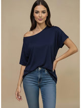 The Relaxed Off-the-Shoulder Top - Navy