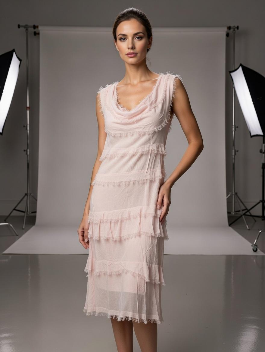 Stretchy Shredded Midi Dress