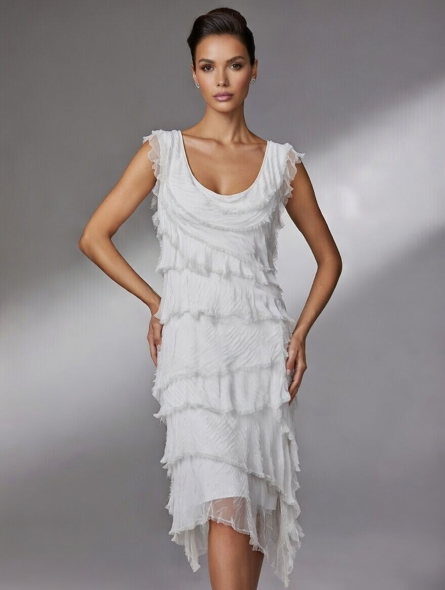 Stretchy Shredded Midi Dress